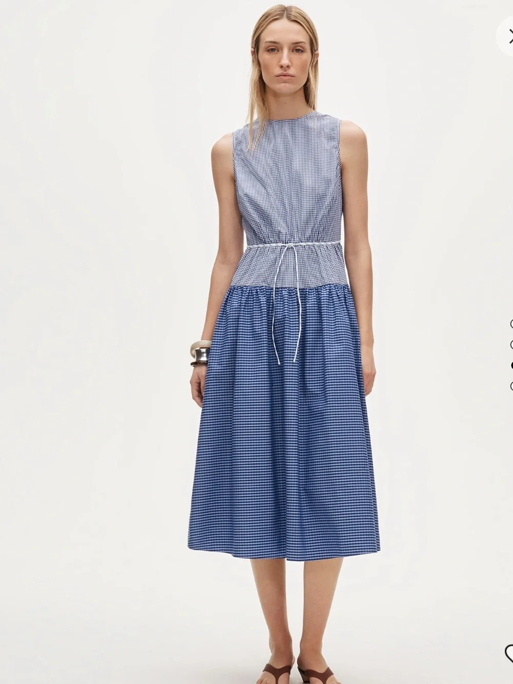 J. Crew Blue Gingham Backless Midi Dress
